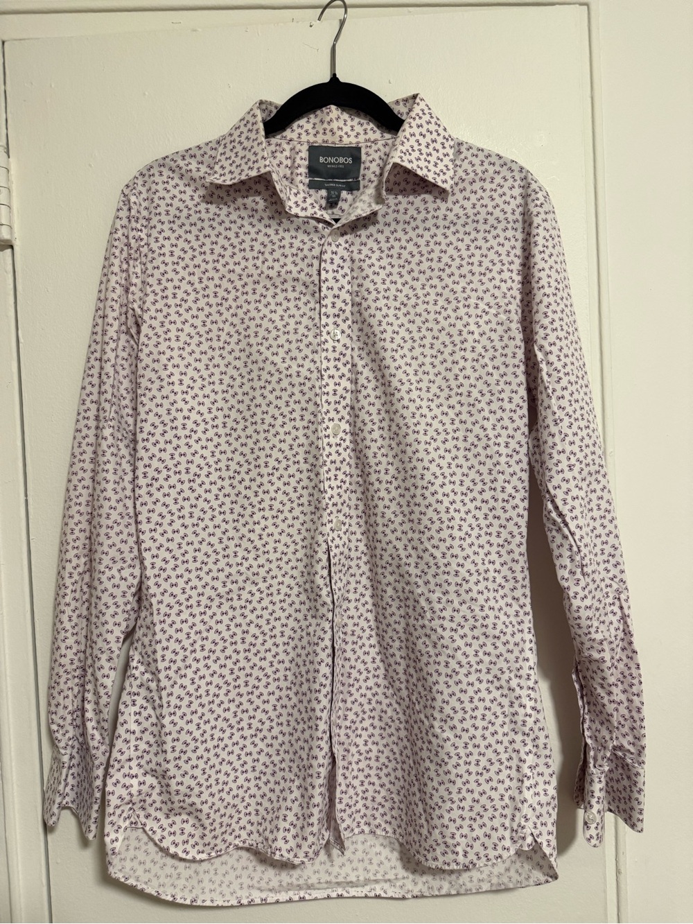 Bonobos White Dress Shirt with Purple Floral Microprint